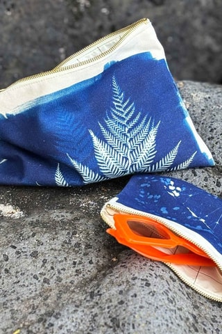 Pochette en coton biologique Cyanotype - Bleu