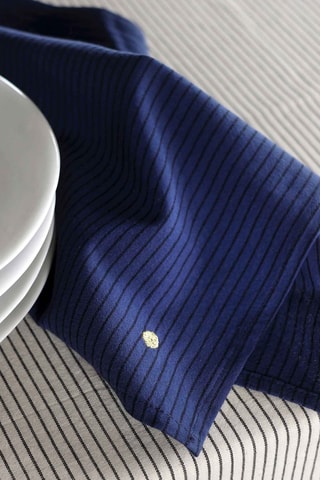 2 serviettes de table en coton biologique Léonie - Indigo