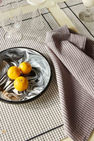 2 serviettes de table en coton biologique Léonie - Bleu et gris