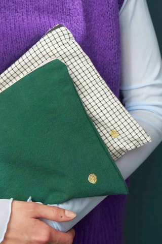 Pochette en coton biologique Iona - Vert foncé