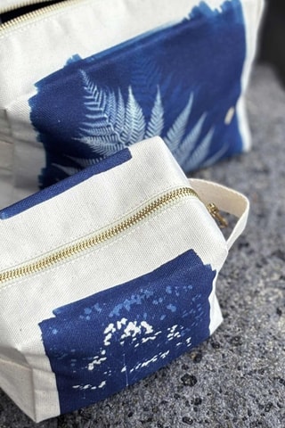 Trousse en coton biologique Cyanotype - Bleu