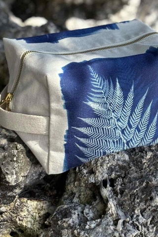 Trousse en coton biologique Cyanotype - Bleu