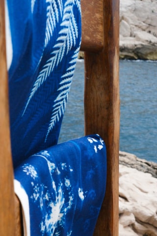 Torchon en coton biologique Cyanotype - Bleu