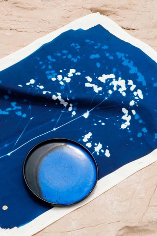 Torchon en coton biologique Cyanotype - Bleu