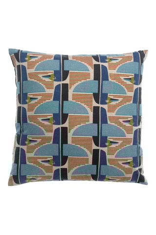 Coussin coton Farel - Bleu et orange - 45 x 45 cm