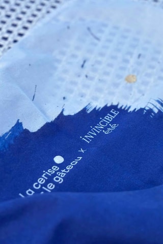Paréo en coton biologique Cyanotype - Bleu