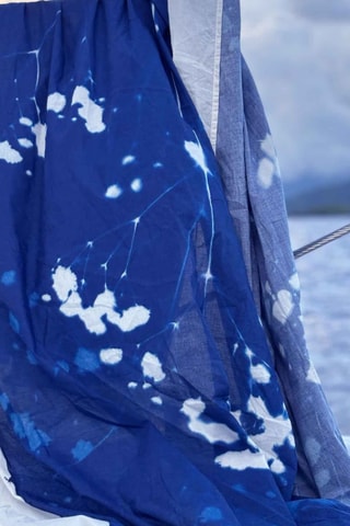 Paréo en coton biologique Cyanotype - Bleu