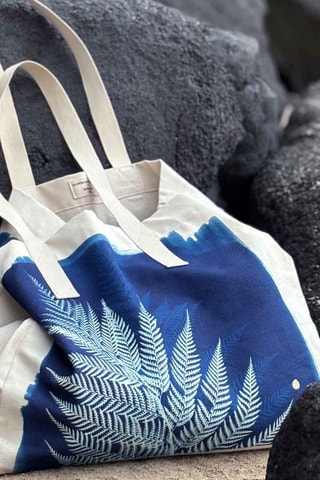 Cabas en coton biologique Cyanotype - Ecru