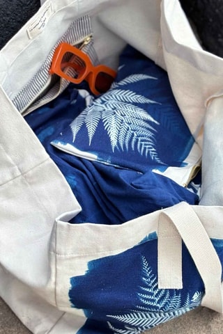 Cabas en coton biologique Cyanotype - Ecru