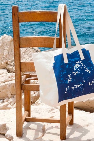Cabas en coton biologique Cyanotype - Blanc