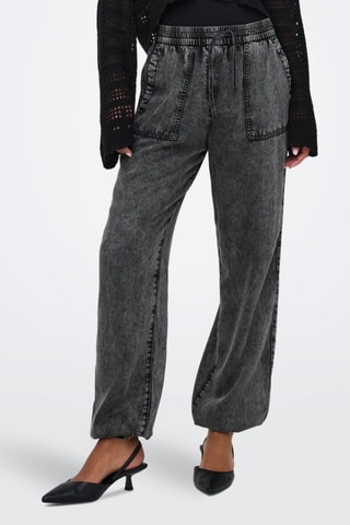 Pantalon cargo en jean taille haute - Noir