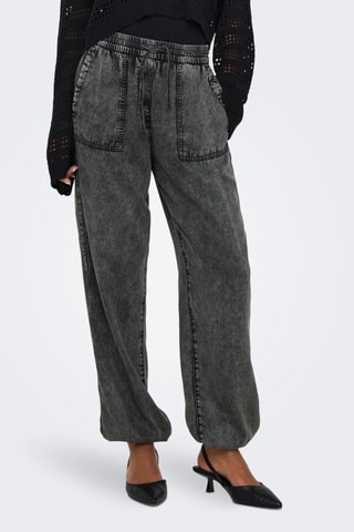 Pantalon cargo en jean taille haute - Noir