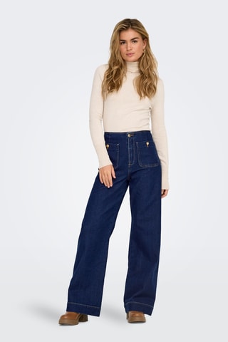 Jean wide legs taille haute - Bleu foncé