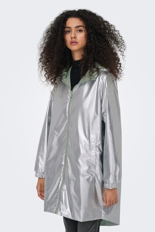 Parka réversible à capuche - Argenté et vert