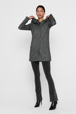 Manteau à capuche - Gris foncé chiné