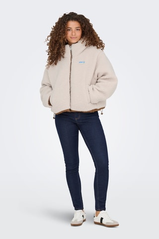 Veste à capuche réversible - Ecru et marron