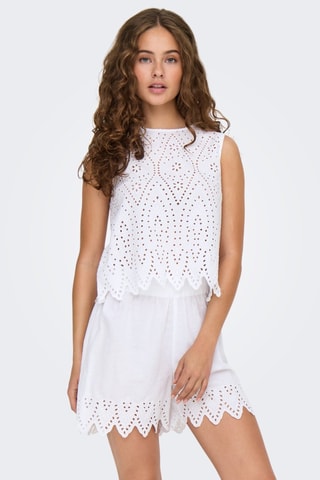 Top en broderie anglaise - Blanc