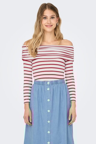 Top - Rouge et écru