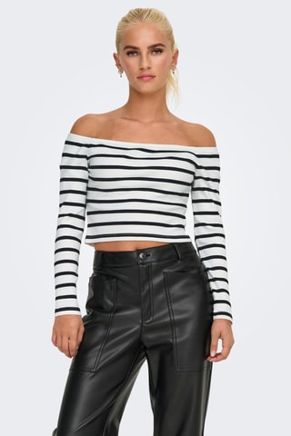 Crop top en coton biologique - Blanc et noir