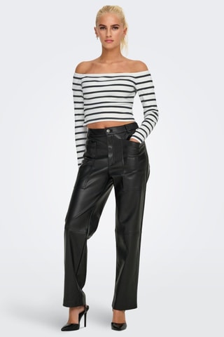 Crop top en coton biologique - Blanc et noir