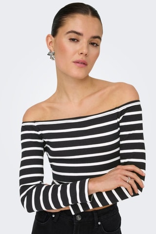 Crop top en coton biologique - Noir et blanc