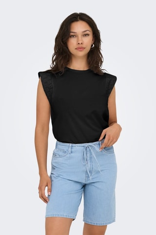 Top regular en coton biologique  - Noir
