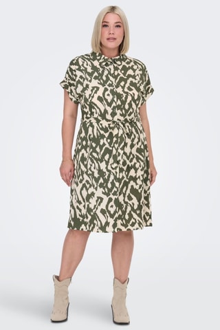 Robe chemise - Kaki et écru