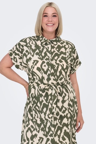 Robe chemise - Kaki et écru