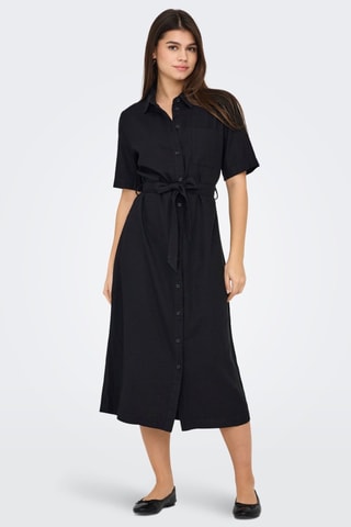 Robe chemise en lin - Noir