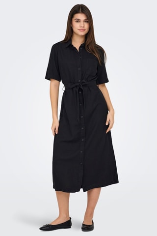 Robe chemise en lin - Noir
