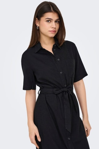 Robe chemise en lin - Noir