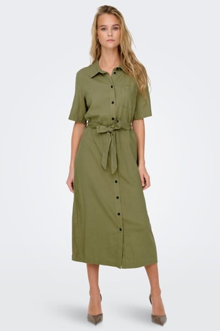 Robe chemise en lin - Vert olive
