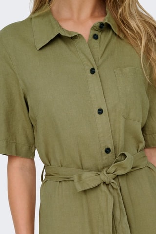 Robe chemise en lin - Vert olive