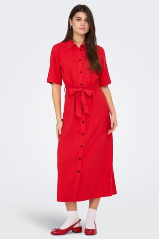 Robe chemise en lin - Rouge