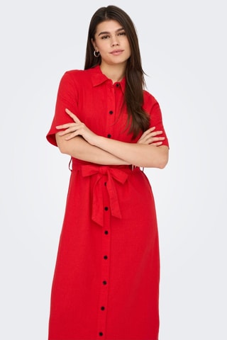 Robe chemise en lin - Rouge