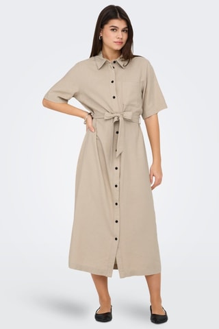 Robe chemise en lin - Beige