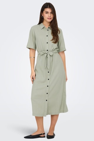 Robe chemise en lin - Kaki