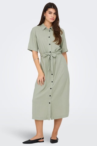 Robe chemise en lin - Kaki