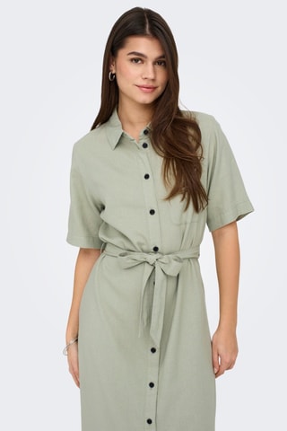 Robe chemise en lin - Kaki