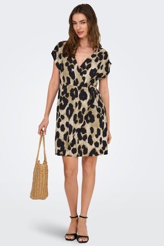 Robe portefeuille - Beige et noir