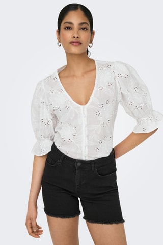 Chemisier en broderie anglaise - Blanc