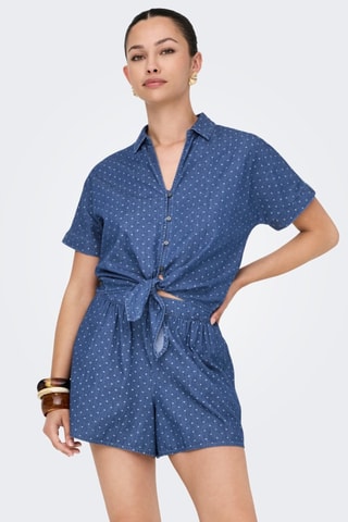 Chemisier noué en jean - Bleu