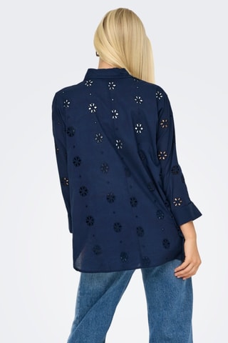 Chemisier en broderie anglaise - Bleu marine