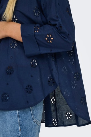 Chemisier en broderie anglaise - Bleu marine