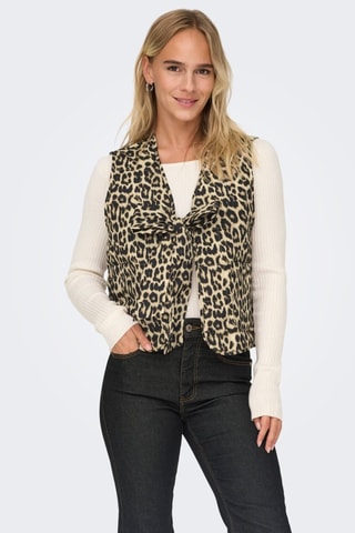 Doudoune sans manches - Noir et beige