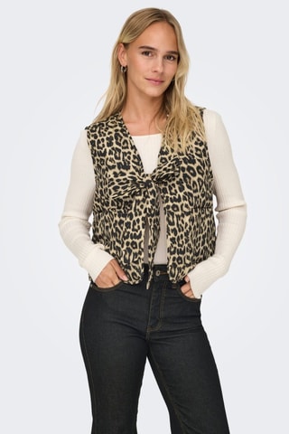 Doudoune sans manches - Noir et beige