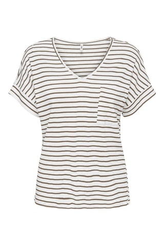 T-shirt - Blanc et marron