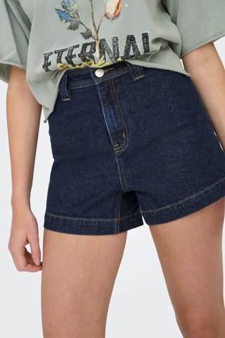 Short en jean taille haute - Bleu foncé
