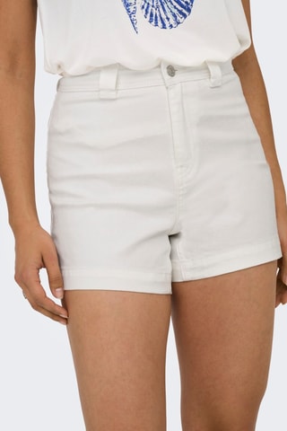 Short en jean taille haute - Blanc