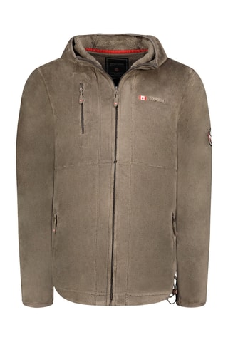 Veste polaire à capuche Utah Hood - Taupe et rouge
